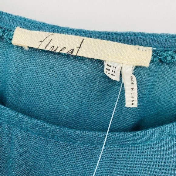 NWT Floreat Anthropologie Size 14 Teal Blue Azriel Corded Mini Dress - Picture 9 of 13